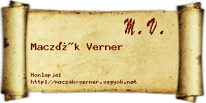 Maczák Verner névjegykártya